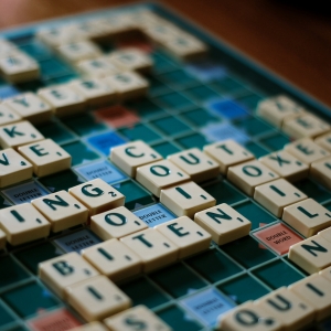 Scrabble game in progress